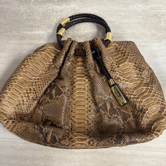 MICHAEL KORS COLLECTION GENUINE PYTHON SKORPIOS RING TOTE ITALY - Picture 1 of 12